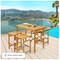 Outdoor Acacia Wood Bar Table, Teak Finish, 45" Rectangular Bar Height Dining Table with Slatted Tabletop, Farmhouse Rustic Wood Bar Table for Patio Porch Garden Deck